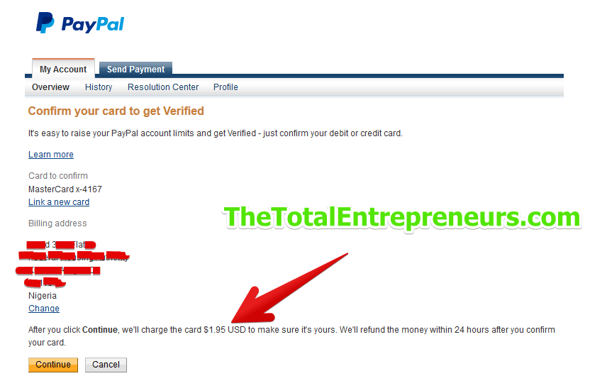 paypal account