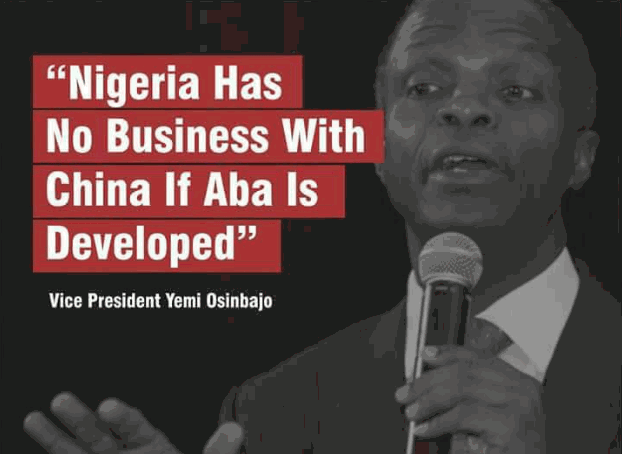 Vice president of Nigeria comparing Nigeria to China