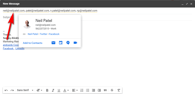 find Neil Patel email address