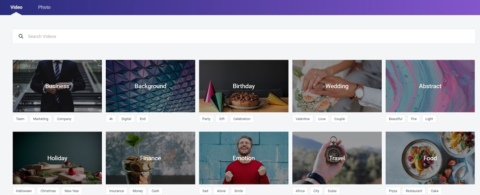 Millions of photos, video footages, and music library