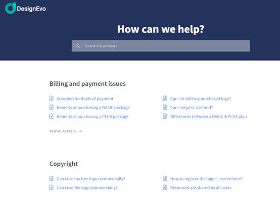 DesignEvo support services