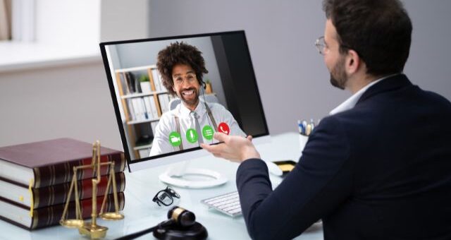 lawyer attending to client online