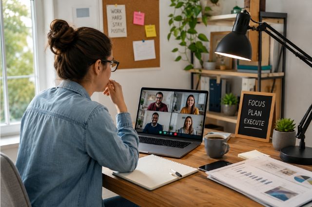 Remote workers in a meeting